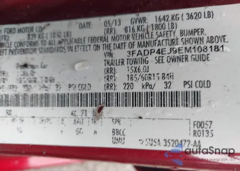 2014 Ford Fiesta Se из США, поврежденный, VIN 3FADP4EJ9EM108181